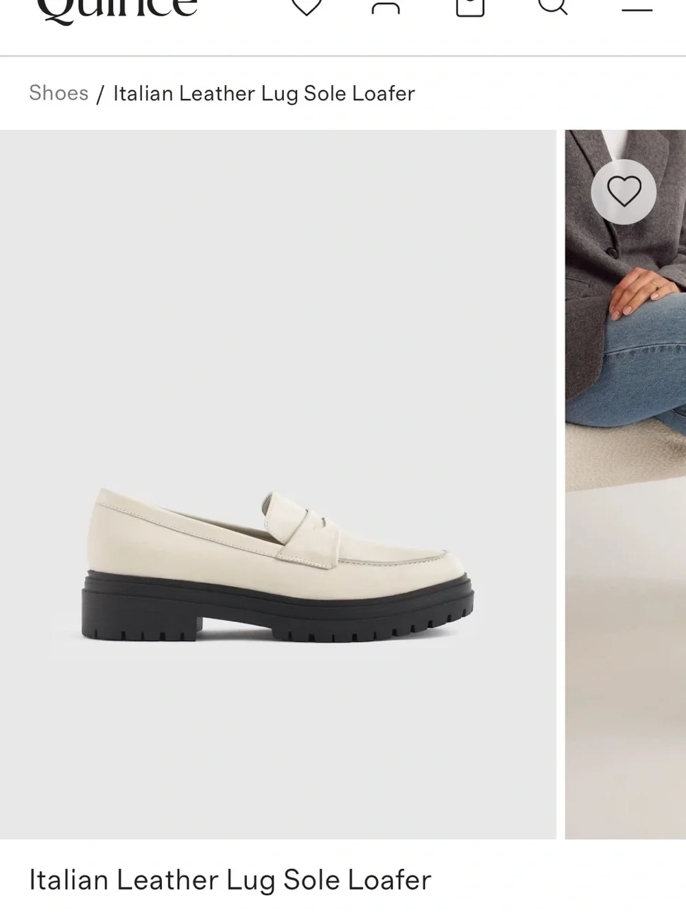 Quince Cream Italian Leather Lug Sole Loafer
